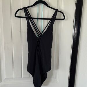 NWT Bar III Black Strappy V‑Neck Bodysuit